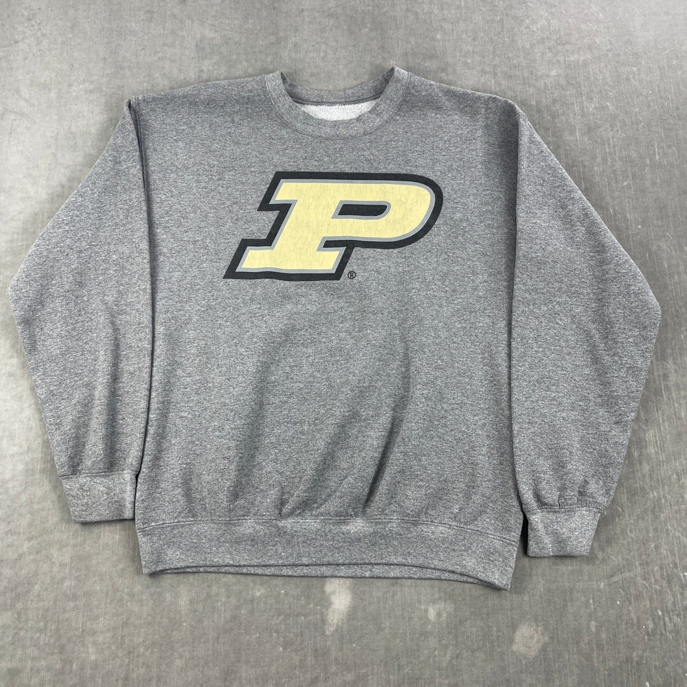Purdue Mens Large Grey Sweatshirt Boilermakers Graphic Crewneck